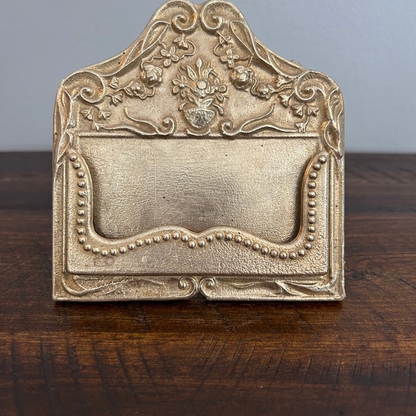 Vintage Victorian Style Brass Business Card Holder Desktop Shabby Chic Card Holder Home office Home Decor