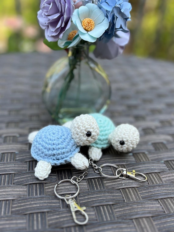Crochet Turtle Keychain, Sea Turtle Keychain, Keyring, Bag
