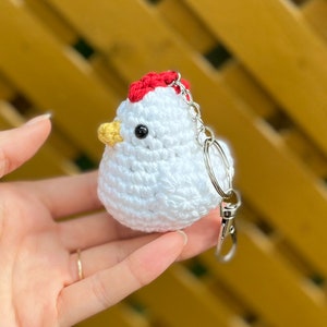 Chicken Keychain, handmade chicken keychain, amigurumi, key accessory, gifts