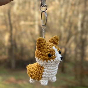 crochet dog keychain, corgi keychain, corgi ornament