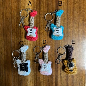 Crochet Guitar Keychain, Electric Guitar Keychain, Acoustic Guitar ...