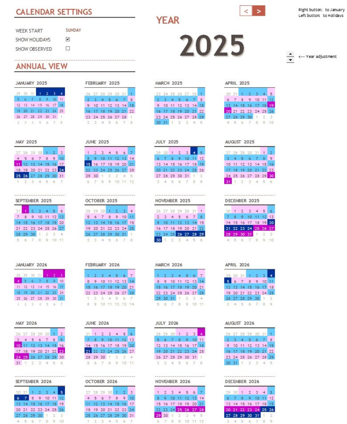 2-year Automatic Custody Schedule Template for Month and Year Printable ...