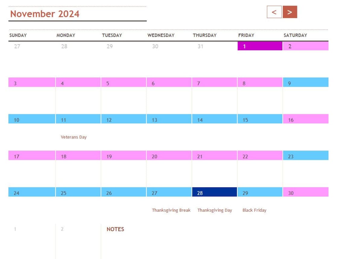 2year Automatic Custody Schedule Template for Month and Year Printable