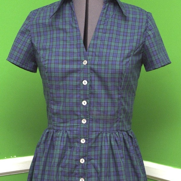 Retro plaid shirt dress