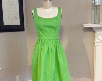 Pima cotton Spring Green ballerina dress/ fit and flare