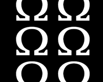 Greek Omega Symbol Vinyl Decal - Minimalist Laptop Sticker - Set of 6