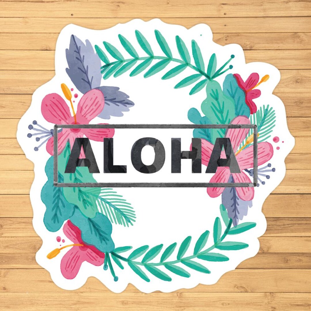 thumbnail image 2 of Aloha Hibiscus Sticker Decal – Sticker Collective #6791EN – Laptop, Pet Art, Water Bottle 2 of 5