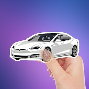 NEW- For Telsa Model S EV White Sticker Vinyl Decal - 4 x 1.7 INCHES