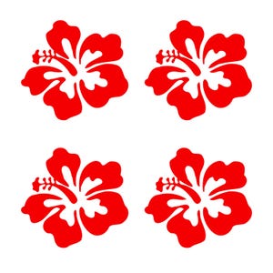 New - Set of 4 - Tropical Hawaiian Hibiscus Flower Vinyl Decals - Permanent Vinyl Stickers