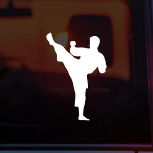 New - Martial Arts Kick Vinyl Decal Sticker – Karate Taekwondo Fighter Decal - Indoor / Outdoor Sticker Gift