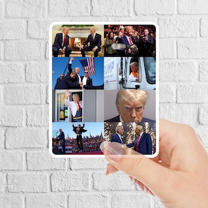 Donald Trump Iconic Moments Photo Collage Vinyl Sticker (3.2 x 4 INCHES)