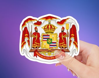 New - Hawaiian Kingdom Coat of Arms Vinyl Sticker – Indoor Use Only, Heritage Crest Decal