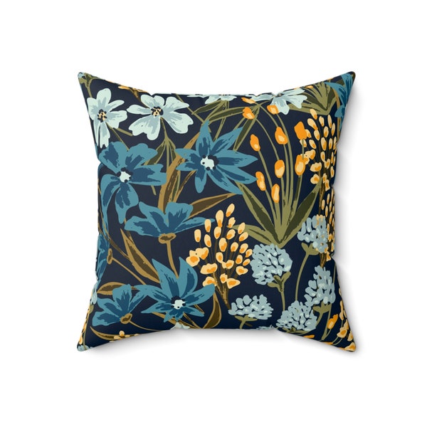 Dark Academia Accent Pillow, Floral Pillow, Accent Pillows, Home Decor, Interior Design, Blue Pillows, Couch Pillows