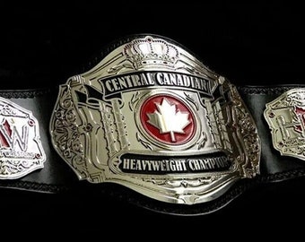 Central Canadian HIW Championship Leather Replica Belt Adult Size