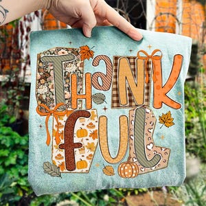 Thankful Png, Thankful Sublimation, Preppy Thanksgiving Png,Fall PNG, Faux Glitter Png, Girly Fall Png, Autumn,Trendy Aesthetic Png