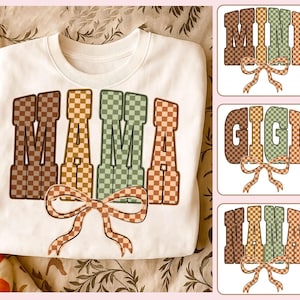 Fall Mama Bundle PNG, Checkered Mama Sublimation Design, Autumn Colors Mom Shirt PNG, Retro Mama Fall Download, Trendy Checkered Mom PNG