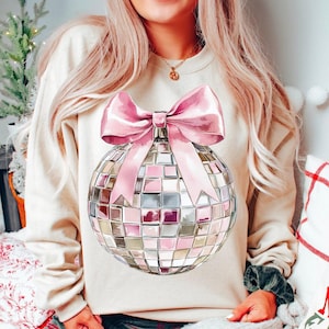 Coquette Disco Ball png, New Years png, Pink Christmas png, Christmas sublimation,Trending png, Retro Holidays png, Holiday vibes png