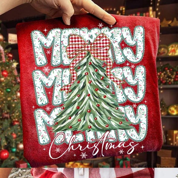 Coquette blommig god jul png, preppy julrosett png, rutig röd pläd png, julgran, konstglitter, Coquette rosett png