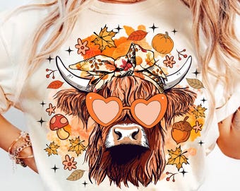 Jesienna krowa szkocka Png, Zachodnia jesień Png, Dziewczęca jesień Png, Jesienna dynia Png, Projekt koszulki Preppy Fall, Howdy Fall Png, Jesienna krowa Png