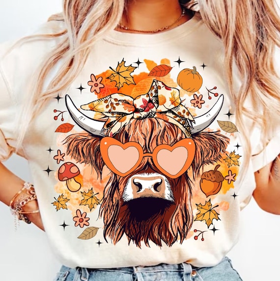 Fall Highland Cow Png, Western Fall Png, Girly Autumn Png, Fall Pumpkin Png, Preppy Fall Shirt Design, Howdy Fall Png, Autumn Cow Png