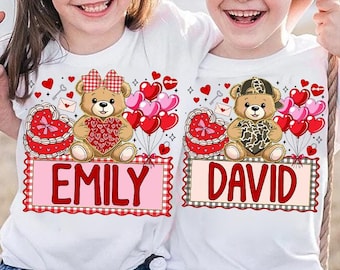 Personalized Valentine Teddy Bear PNG, Matching Kids Shirt Design, camo Bow Bear Graphic for Boy Girl, camo valentine png,Custom kids Png