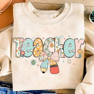 Preppy Teacher Back to School Floral PNG, Coquette Teacher First Day of School Design, Girly Back to School Teacher, Pre-k 1st/2nd/3rd Grade