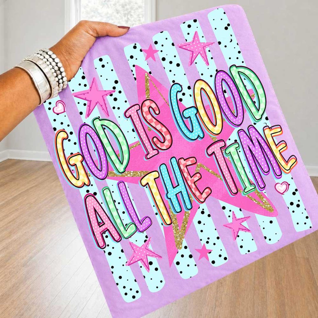 Striped Preppy God is Good Christian Striped Stars Png, Cute Bible Verse Png, Hand Drawn R