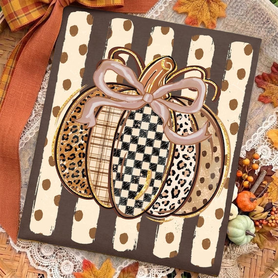 Preppy Fall Pumpkin PNG, Coquette Floral Autumn PNG, Striped Pumpkin Png, Thanksgiving png, Pumpkin Spice Png, Leopard Checkered, Dots