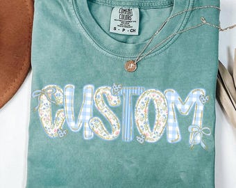 Lazo floral personalizado preppy, PNG, Floral Grandmillennial, Nana Gigi Mimi, PNG, Mamá azul, PNG, Mamá a rayas, PNG, Día de la Madre