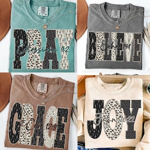 Leopard Bible Bundle Png, Grace Joy Pray Believe Design, Checkered Jesus Png, Jesus Christian Sublimation, Bible Verse Design Download,