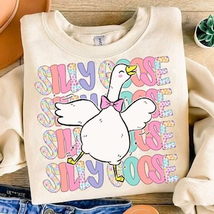 Silly Goose Floral Png, Mama Goose , Spring Floral PNG, Silly Goose on the loose Girly PNG, Coquette Bow, Duck Png, Goose LoverSublimation