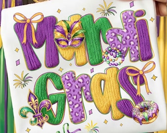 Hilo sintético Mardi Gras (PNG), Ganchillo Mardi Gras (PNG), Tejido de punto con purpurina preppy (PNG), Bordado sintético Mardi Gras (PNG) Luisiana (PNG)