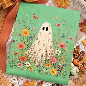 Wildflowers Ghost PNG, Spooky Season PNG, Ghost Lover Design, Spooky Floral Ghost, Botanical Ghost, Preppy Fall PNG, Halloween Ghost image 6