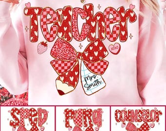 Preppy Teacher Valentine Glitter Png, Loved Teacher Valentine Png, Checkered Heart Valentine Teacher Png, School Valentine Png, Bundle
