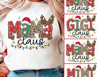 Christmas Mama Gigi Nana Claus Bundle Png, Mama with Kids name Png, Grandma Christmas Png, Christmas Reindeer Png, Xmas Sublimation Designs