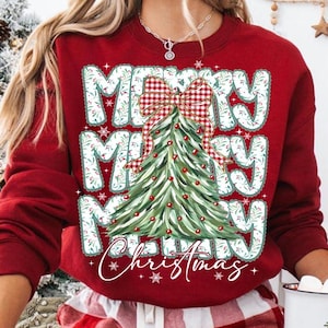 Coquette blommig god jul png, preppy julrosett png, rutig röd pläd png, julgran, konstglitter, Coquette rosett png bild 8