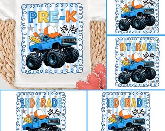 Preppy Back To School Bundle For Boys Bundle PNG, School Boy PNG, Truck For Boy, Pre-K Kindergarten 1st/2nd 3rd Grade Png Sublimation Design