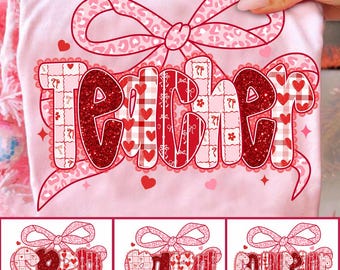 Preppy Teacher Valentine Glitter Png, Loved Teacher Valentine Png, Checkered Heart Valentine Teacher Png, School Valentine Png, Bundle
