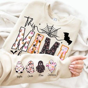 このママはブーが大好き PNG、ママのハロウィン刺繍 PNG、不気味なママ PNG、ハロウィンのゴースト PNG、キラキラゴースト PNG、子供の名前を持つママ