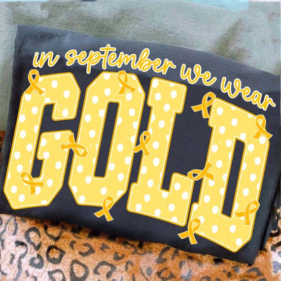Childhood Cancer Polka Dots Png, In September We Wear Gold Png, Gold Ribbon Png, Childhood Cancer Awareness Png, Cancer Support Png