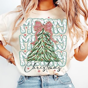 Coquette blommig god jul png, preppy julrosett png, rutig röd pläd png, julgran, konstglitter, Coquette rosett png bild 3
