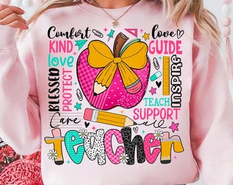 Preppy Teacher Coquette Bow Png, Teacher Summer Png, Back To School Png, Teacher Life Png, Teacher Appreciation Gift, Retro Teacher png