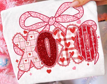 Preppy XOXO Coquette Bow, Valentine Glitter Png, Coquette Valentine Png, Leopard valentine png, Heart Valentine Png, Valentine coquette Png