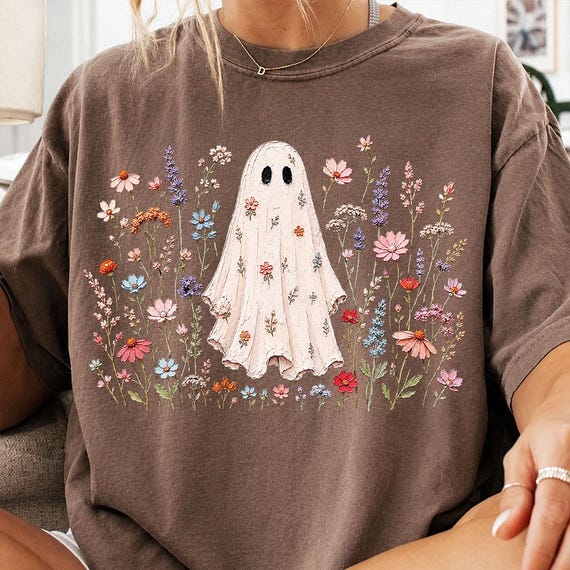 Wildflowers Ghost PNG, Spooky Season PNG, Ghost Lover Design, Spooky Floral Ghost, Botanical Ghost, Preppy Fall PNG, Halloween Ghost