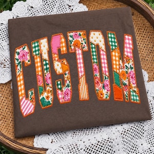Custom Preppy Fall Mama Patchwork PNG, Faux Quilted Fall Pumpkin Png, Autumn Png, Pumpkin Spice Png, Coquette Fall Pumpkin DTF, Cottagecore