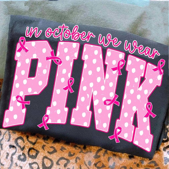 Breast Cancer Pink Polka Dots Png, In October We Wear Pink Png, Pink Ribbon Png, Breast Cancer Awareness Png, Breast Cancer Support Png