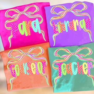 School Occupation Colorful PNG Bundle, Neon Checkered Back to School Teacher Sped Para Counselor, Preppy First Day of School Png, Hand Drawn
