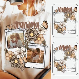 Custom Grandma with Kids Photo Bundle Png, Mothers Day Png, Add Photos, Mom Floral Png, Leopard, Hand drawn, Gift For Mom,Sublimation Design