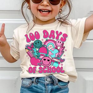 Happy 100 Days Of School PNG, Little Girl 100 Days Png, Trendy Teacher png, PNG Download, Girl Shirt, Png Download, School Girl Sublimation