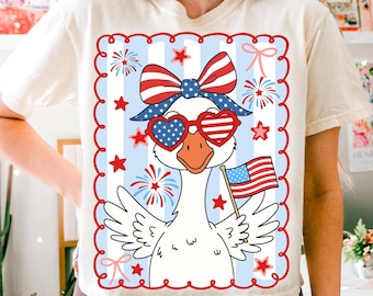 4th of July Mama Goose Png, American Mama Coquette Design, Patriotic Goose Png, Memorial Day, Girly USA Flag PNG, Independence Day Png